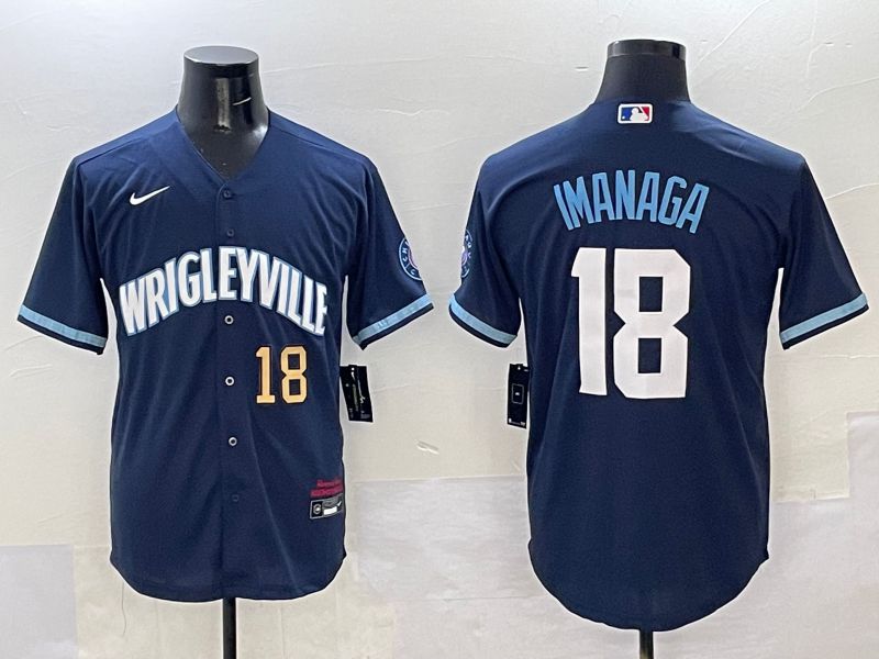 Men Chicago Cubs 18 Imanaga Dark Blue City Edition 2025 Nike MLB Jersey style 3